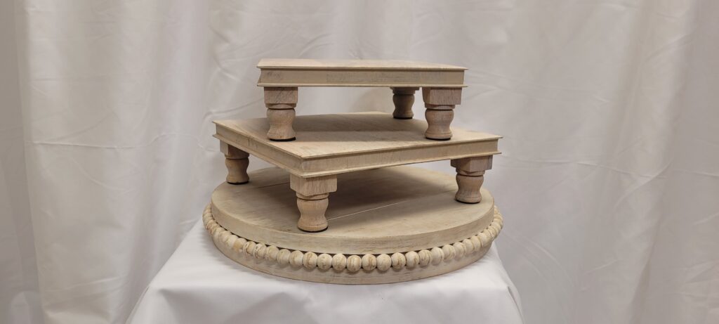 Pickled Wood Cake Stands 10" sq, 12" sq and 16" Round